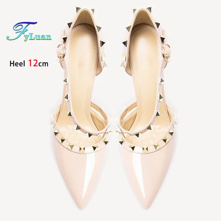 2025 Tacchi alti neri 12cm 10cm 8cm Scarpe da donna Tacchi sottili Décolleté da donna con testa a punta Scarpe da banchetto a spillo poco profonde in microfibra platinumshop