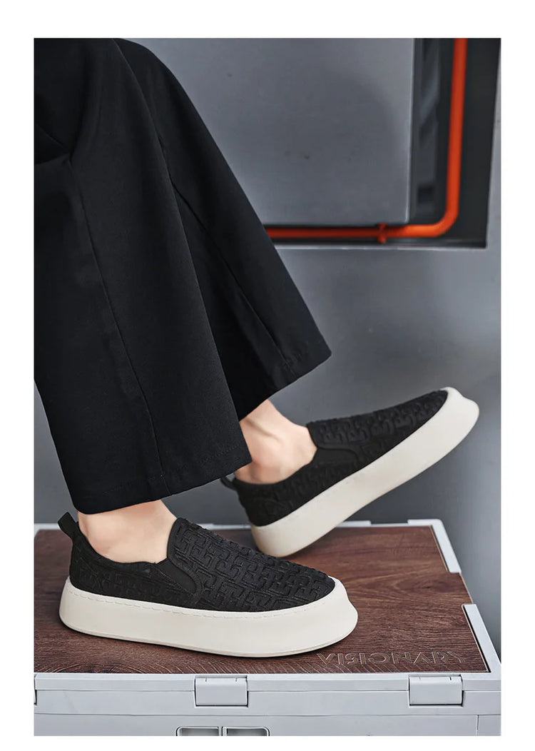 2025 Autumn New Fashion Shallow Mouth Casual Canvas Shoes for Men Breathable Comfortable Niche Design Versatile Chunky Sneakers