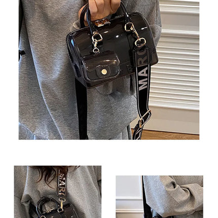 2025 Transparent PVC Beach Bag, Korean Style, Fresh and Sweet Silicone Shoulder Bag, Medium Size with Zipper Closure