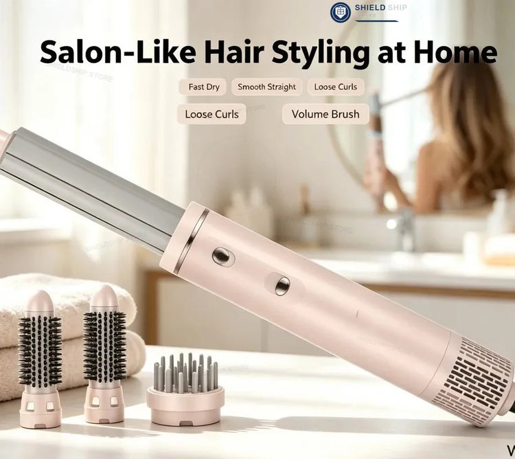 Professional 1200W 4‑in‑1 Hair Styling Tool, Interchangeable Attachments Hot Air Brush for All Hair Types
