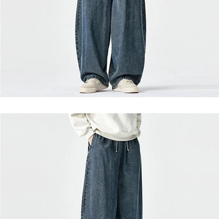 Pantaloni in Denim Primaverili da Uomo, Jeans Larghi Casual Lavati Stile Streetwear, Pantaloni Moda Y2K Oversize Harajuku Punk a Vita Alta