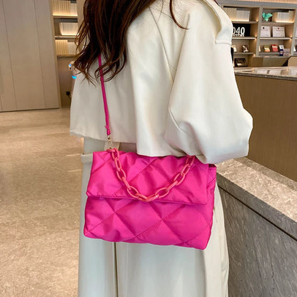 Yogodlns Large Capacity Crossbody Square Bags Casual Chain Women Underarm Bags Fashion Quilted All-match Winter Simple Shopping