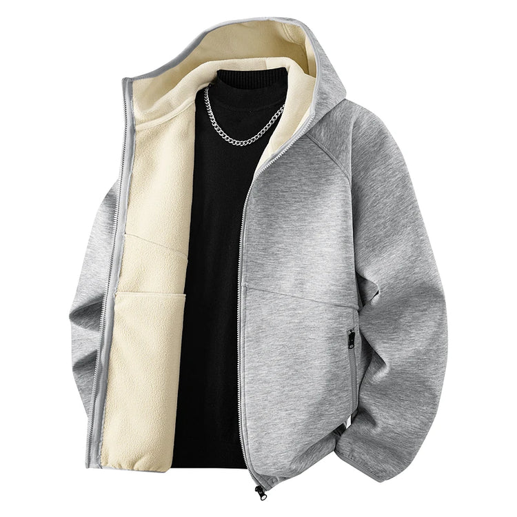 Men's Sweatshirt Set Fleece Jacket Sweatpants 2 Piece Hooded Oversize 6XL 7XL 8XL Tracksuit Winter Warm Zip Outfit Thick Thermal
