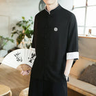 Camicia stile cinese da uomo Tang Suit Lino Kung Fu Cardigan maschile allentato Top Ricamo retrò Camicie kimono samurai giapponesi Streetwear
