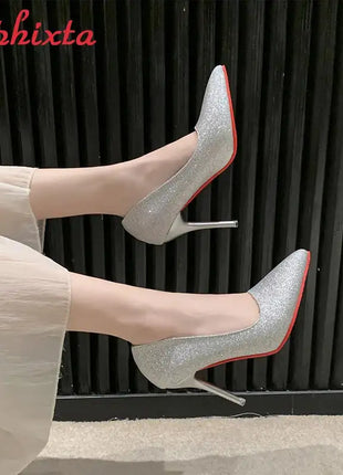 Aphixta Oro Argento Nero Décolleté con tacco alto a spillo da 3,54 pollici Décolleté da donna per tutte le stagioni Scarpe da festa con punta a punta di grandi dimensioni 49 50 platinumshop