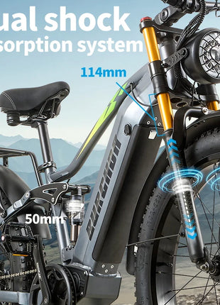 BURCHDA RX80 Bicicletta Elettrica per Adulti, Motore 1000W, Batteria 48V20AH960WH, E-bike con Pneumatici Fat da 26 Pollici per Tutti i Terreni, 45KM/H, E-Mountain Bike