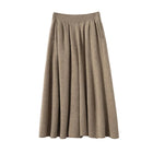 Classic Autumn Winter Wave Skirt 100% Cashmere Skirt Women A-Line Skirt Female Double Elastic Waist Pocket Warm Knit Long Dress PlatiNum