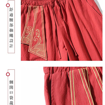 Kimono da uomo in cotone e lino costume da samurai giapponese Ukiyo-e cintura con stampa pantaloni stile harem retrò pantaloni larghi da uomo Hip Hop Harajuku Haori