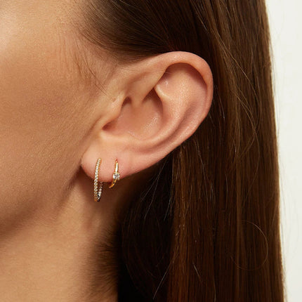 White Color Zircon Hoop Earrings 925 Sterling Silver Needle Cross/Star/Flower/Water Drop Pendant Gold Earrings Luxury Jewelry PlatiNum
