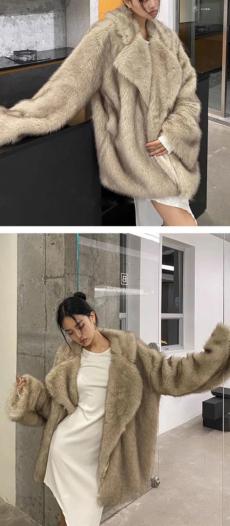 ZADORIN Winter Faux Mink Coat Lapel Mid Long Loose Faux Fur Coat Woman Clothes Luxury Fluffy Jacket Fur Cardigans Ladies Coats
