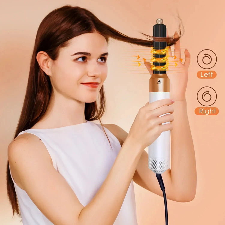 Multi Functional 5-In-1 Hot Air Comb Styling Set Including Dryer Straight Hair Brush Hair Dryer Automatic Curling Iron Gift