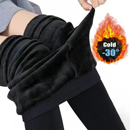 Women Thermal Stockings Winter Warm Elastic Slim Fleece Tights Pantyhose Thicken Plush High Waist Leggings Stocking Pants PlatiNum