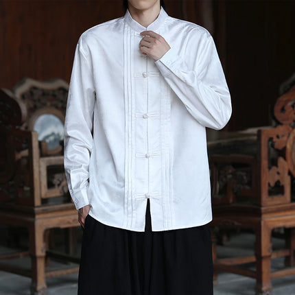 Camicie con stampa Abito tradizionale cinese Tang Camicie comode e traspiranti retrò Kung Fu Tai Chi Camicette casual Abbigliamento da uomo