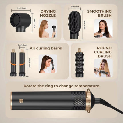 1000W Hair Dryer 5 in 1 Electric Comb Negative Ion Straightener Comb Curling Iron Detachable Multifunctional Heating Brush Hair Dryer