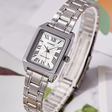 Orologio Casio da donna set di lusso delle migliori marche Orologio da donna al quarzo impermeabile 30 m Forma tonneau Acciaio inossidabile Ste reloj mujer LTP-V007D- platinumshop
