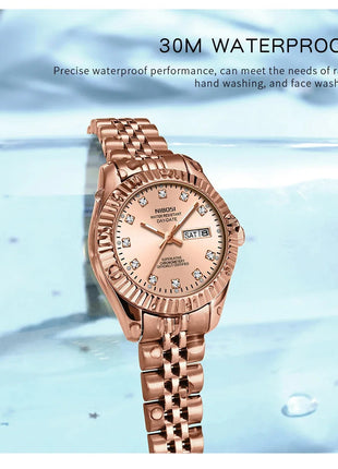 NIBOSI Orologi da donna con diamanti Orologio da donna casual di moda di lusso delle migliori marche Orologio da donna con data settimanale automatica impermeabile Reloj platinumshop