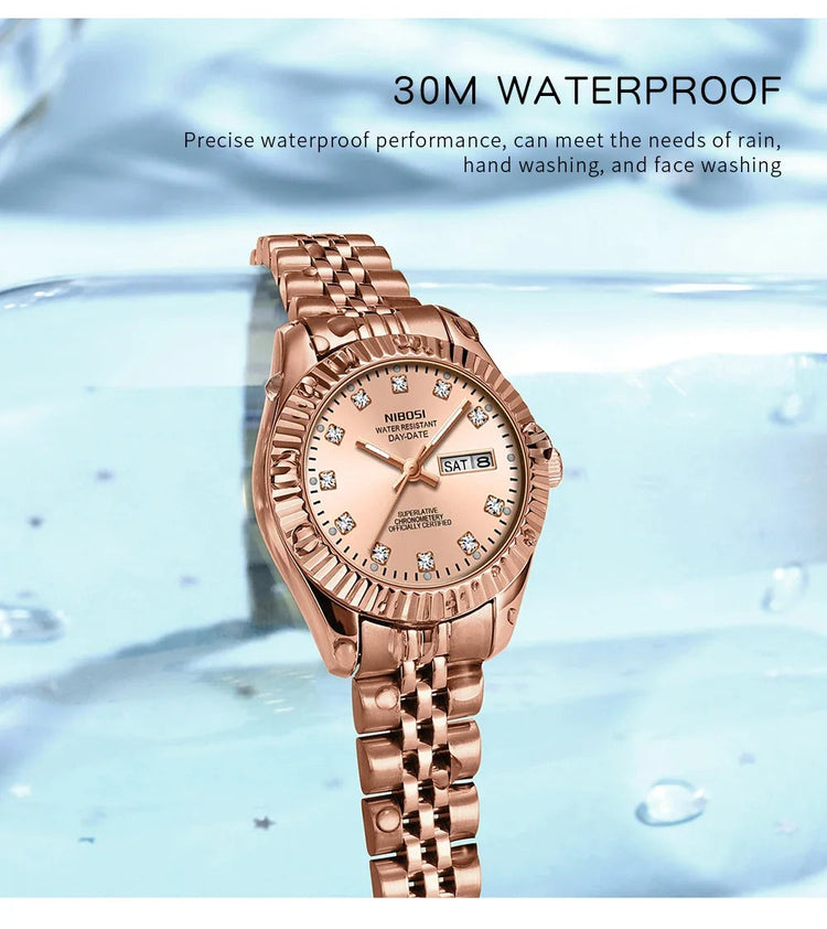 NIBOSI Orologi da donna con diamanti Orologio da donna casual di moda di lusso delle migliori marche Orologio da donna con data settimanale automatica impermeabile Reloj platinumshop