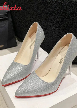 Aphixta Oro Argento Nero Décolleté con tacco alto a spillo da 3,54 pollici Décolleté da donna per tutte le stagioni Scarpe da festa con punta a punta di grandi dimensioni 49 50 platinumshop