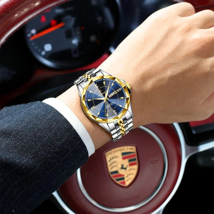 POEDAGAR Orologio da uomo di moda di lusso Top Business Impermeabile luminoso Data Settimana Orologi da uomo Orologio da polso da uomo in acciaio inossidabile al quarzo platinumshop