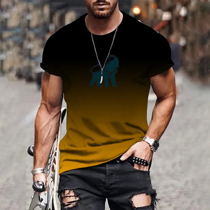 New fashionable and trendy men's 3D gradient print t-shirt top summer streetwear o-neck plus size pullover