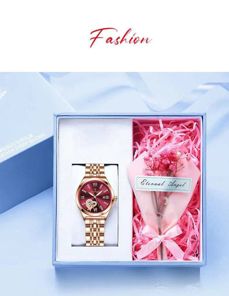 POEDAGAR Orologi di lusso da donna Orologio da donna impermeabile con data luminosa in acciaio inossidabile Orologio da polso da donna al quarzo alla moda elegante platinumshop