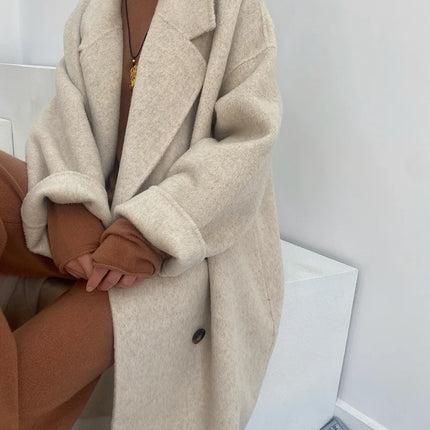 Women And Men Unisex Thicken Warm X-long Alpaca Woolen Overcoat Winter Cashmere Wool Maxi Loose Coat Oversize Cloak Outsize