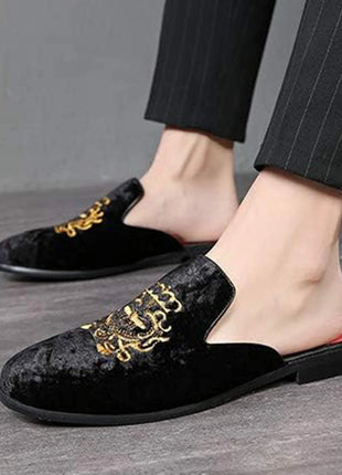Pantofole antiusura in pelle da uomo Mocassini slip-on in velluto Scarpe da mulo alla moda