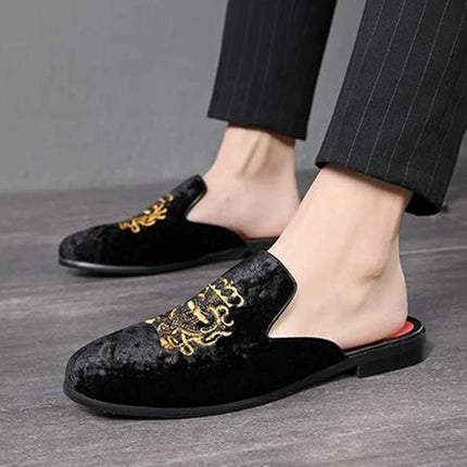 Pantofole antiusura in pelle da uomo Mocassini slip-on in velluto Scarpe da mulo alla moda