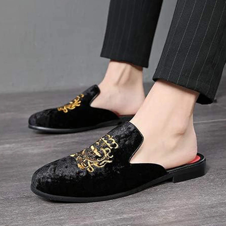 Pantofole antiusura in pelle da uomo Mocassini slip-on in velluto Scarpe da mulo alla moda