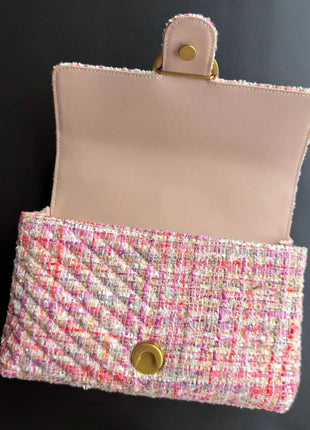 Nuova Borsa a Tracolla/Crossbody da Donna 2026 Ispirata a Pinko in Tweed con Cigno, in Vera Pelle