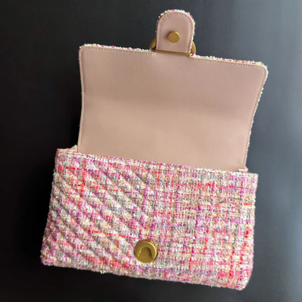 Nuova Borsa a Tracolla/Crossbody da Donna 2026 Ispirata a Pinko in Tweed con Cigno, in Vera Pelle
