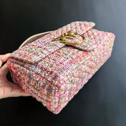Nuova Borsa a Tracolla/Crossbody da Donna 2026 Ispirata a Pinko in Tweed con Cigno, in Vera Pelle