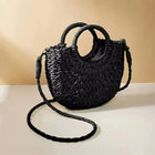 Yogodlns Borsa a tracolla intrecciata in rattan semicircolare fatta a mano Borse a tracolla a tracolla da donna estive Borsa da spiaggia piccola per ragazze Novità