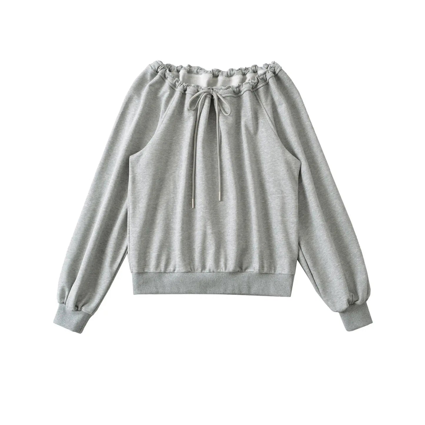 Bandage Pleated Solid Lazy Style Hoodies Sweatshirts Spring Autumn Long Sleeve Loose Fashion Tops Korean Casual Women Clothing