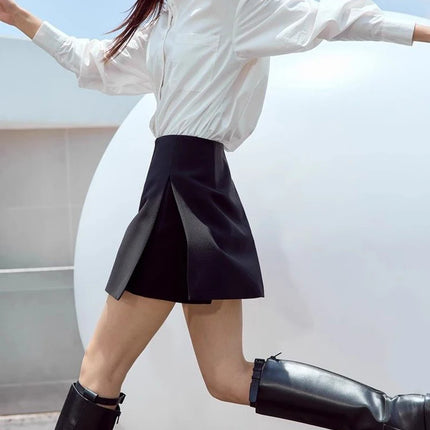 Gonne casual semplici da donna, stile coreano, a vita alta, per l'ufficio, da pendolare, a trapezio, tinta unita, abbinabili a tutto, gonne femminili