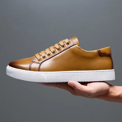 Plus Size 49 Trendy Men Leather Casual Shoes Soft Outdoor Sneakers Comfortable Lightweight Flat Shoes Classic Social Board Shoes