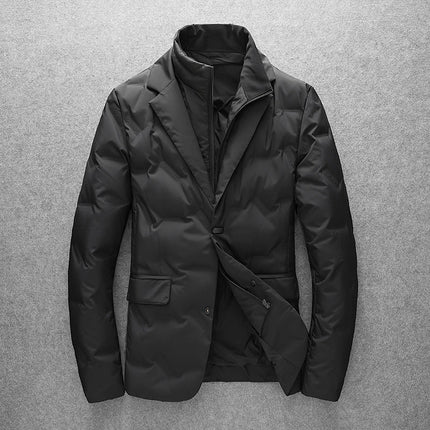 Minglu Autumn Winter White Duck Down Men's Jackets High Quality Solid Color Detachable Collar Single Breasted Male Coats 4XL