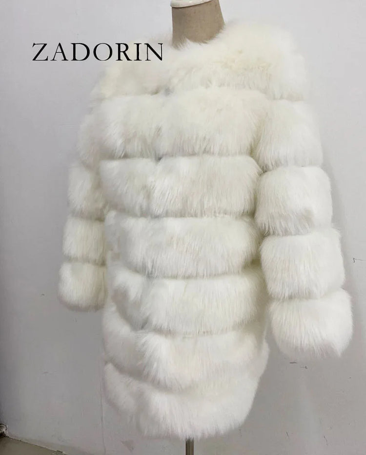 ZADORIN Winter Luxury Long Mink Fur Coats Woman Warm Faux Fur Coat Long Sleeve Fluffy Fur Jacket Woman Overcoat Fur Faux Coat