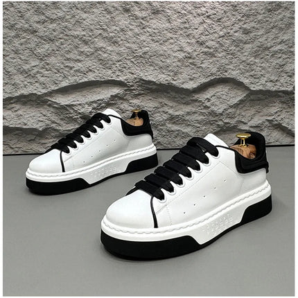 Beige Leather Men's Loafers Lace-up Platform Casual Shoes for Man Low Top Comfortable Urban Shoes Men Light mocasines de hombre