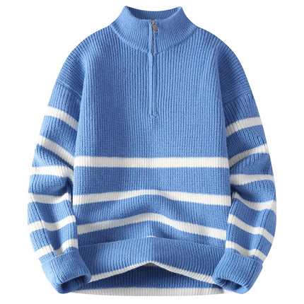 New Trendy Autumn and Winter Jacquard Pattern Pullover Sweater Casual Round Neck Color-Blocking Knit Men's Pullover
