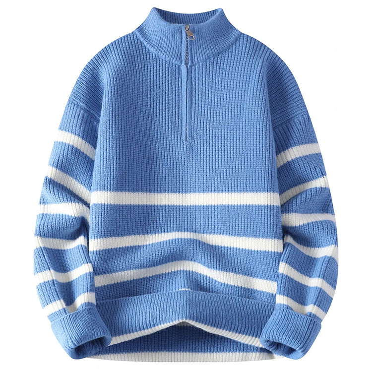 New Trendy Autumn and Winter Jacquard Pattern Pullover Sweater Casual Round Neck Color-Blocking Knit Men's Pullover