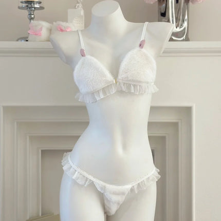 Sexy Bunny Girl Cosplay Lingerie Set Anime Plush Rabbit Ear Bra Panties Suit Role Play Temptation Costumes