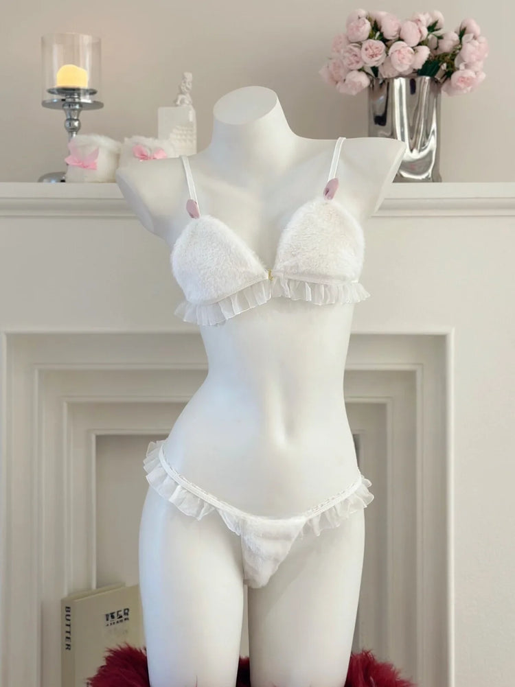 Sexy Bunny Girl Cosplay Lingerie Set Anime Plush Rabbit Ear Bra Panties Suit Role Play Temptation Costumes