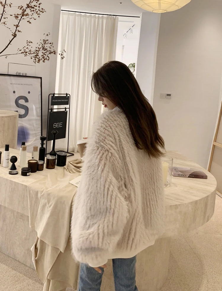 ZADORIN New Luxury Brands Trimmed Faux Fur Jacket Woman Fashion Hooded Casual Oversized Puffy Fox Fur Faux Coat Winter Clothes