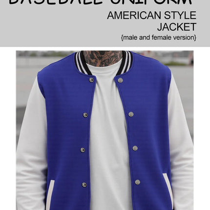 Usa Art Letters R And Circles Baseball Jersey Male Trendy Button Top Retro Loose Jacket Unisex Autumn Fleece Soft Clothing