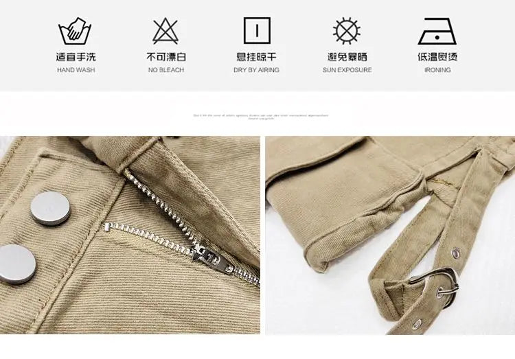 Pantaloncini cargo a vita alta Pantaloncini jeans con tasche chic kaki Abiti estivi per ragazza sexy per donna