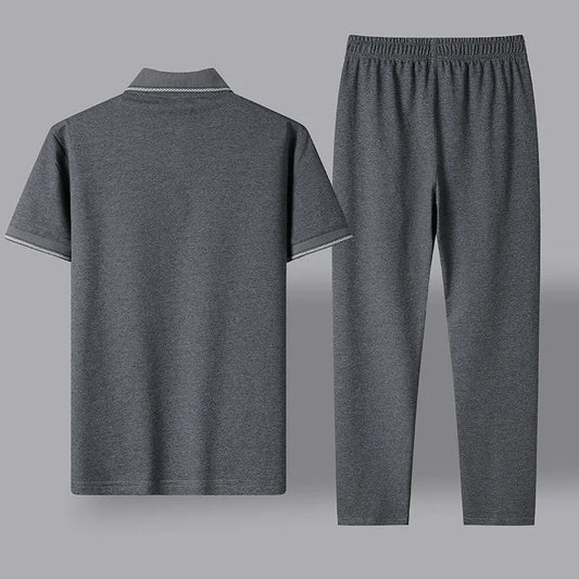 2024 estate nuovo comodo vestito di moda in morbido cotone da uomo Casual rilassato traspirante Plus Size Set di due pezzi sportivi di alta qualità