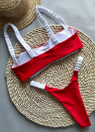Splicing Micro Perizoma Bikini Donna Costumi da bagno a fascia Costume da bagno femminile Bikini a due pezzi Costume da bagno con taglio alto Swim Lady platinumshop