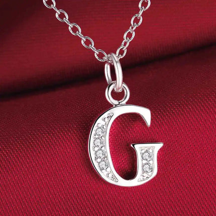 26 Letters 925 Sterling Silver Necklace Pendant Zircon For Women Exquisite Student Girlfriend Jewelry Accessories Wedding Gift PlatiNum