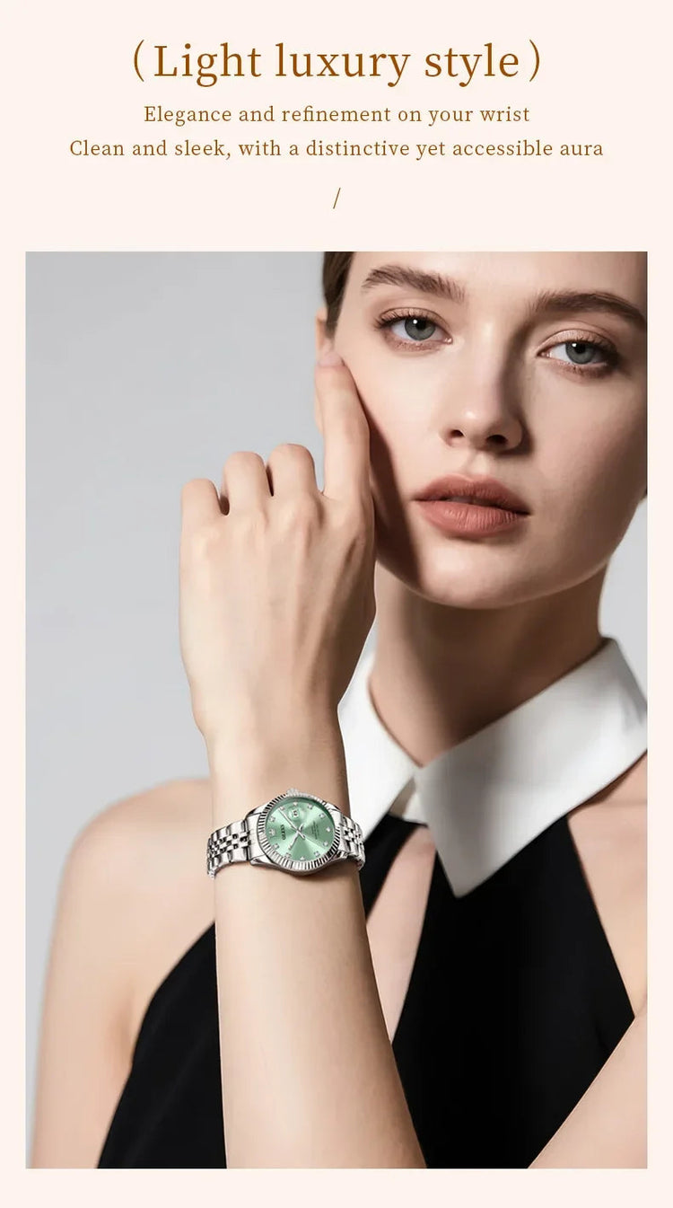 OLEVS Orologio da donna Nuovo orologio al quarzo 3705 Orologio da donna con data luminosa impermeabile in acciaio inossidabile Reloj platinumshop